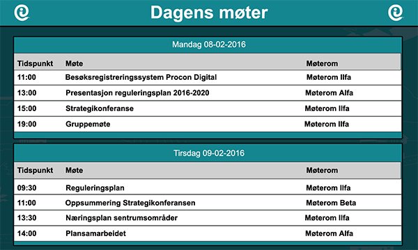 Procon IPS Møteromsvisning